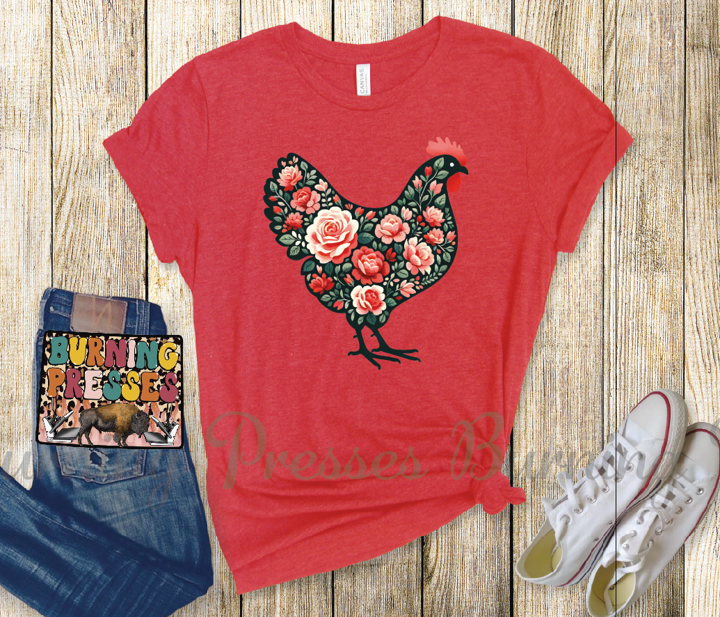 1478 Flowered Chicken DTF/Sublimation Transfer