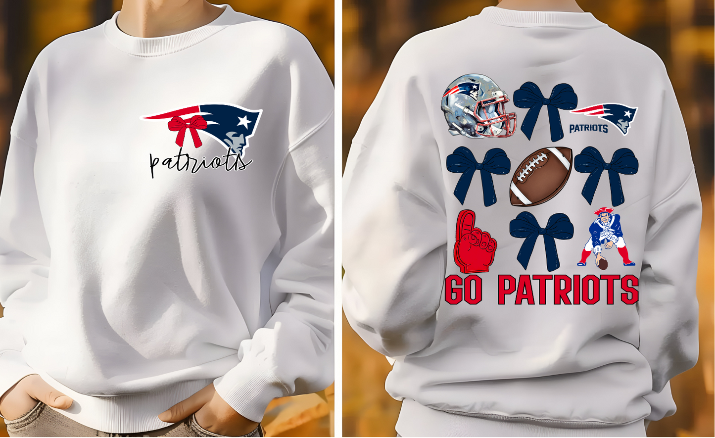 3349 New England Football Front and Back DTF/Sublimation Transfers
