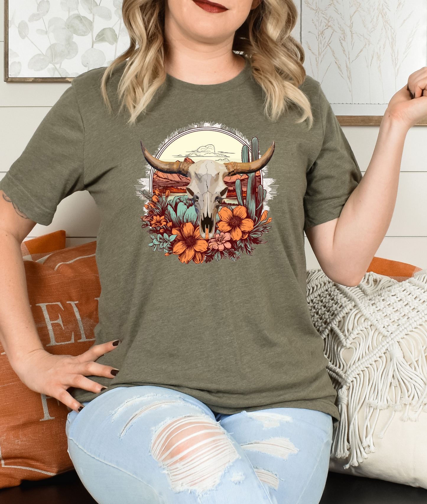 3477 Western Desert Cow Skull DTF/Sublimation Transfer