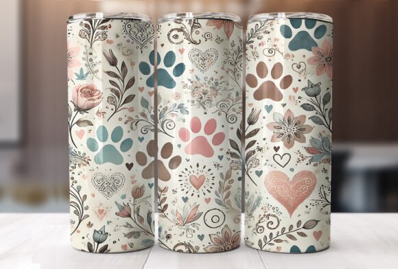 3618 Dog Paw Print Sublimation Transfer for 20oz Tumbler