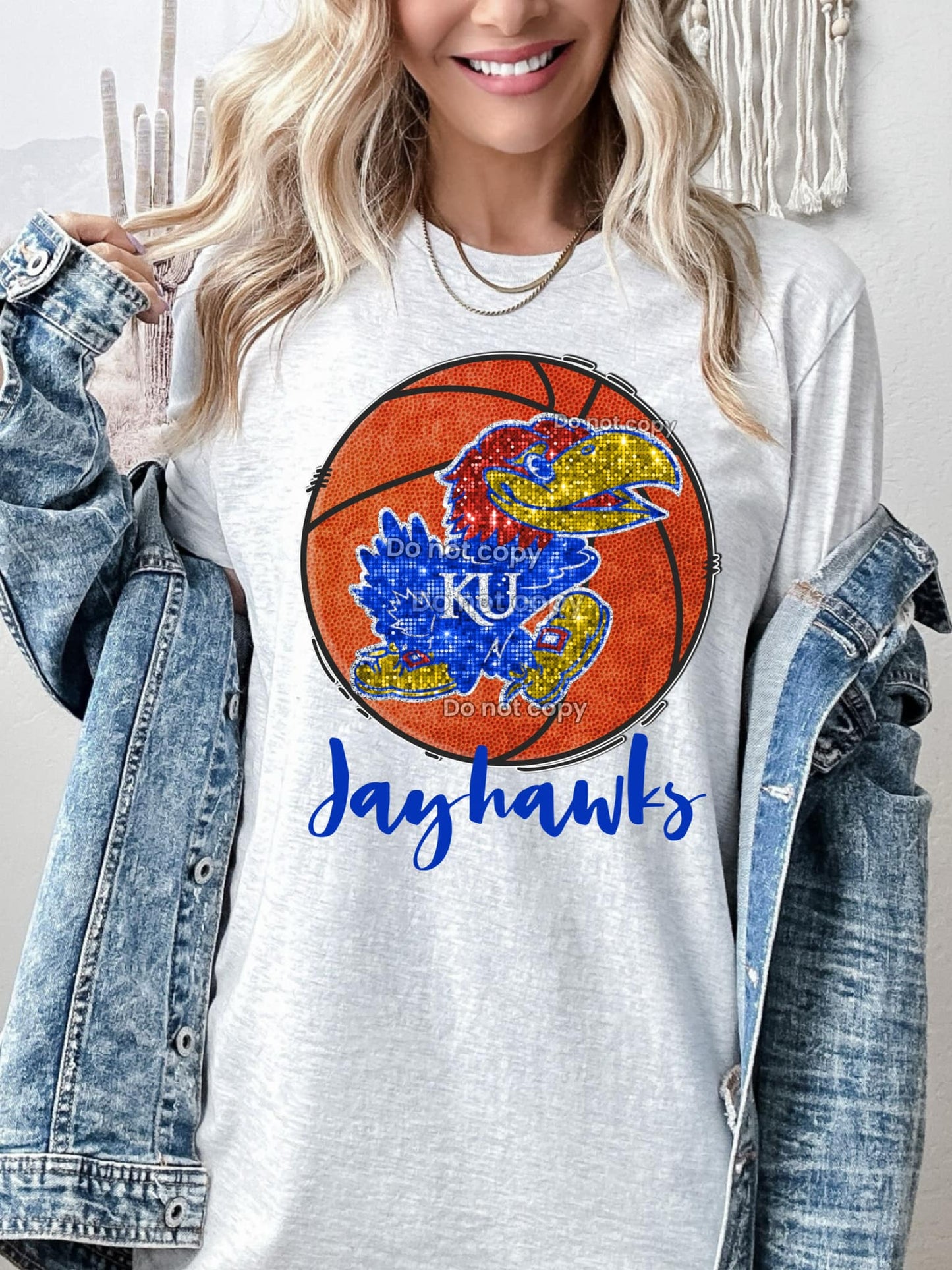 Kansas Basketball Faux Glitter DTF Transfer
