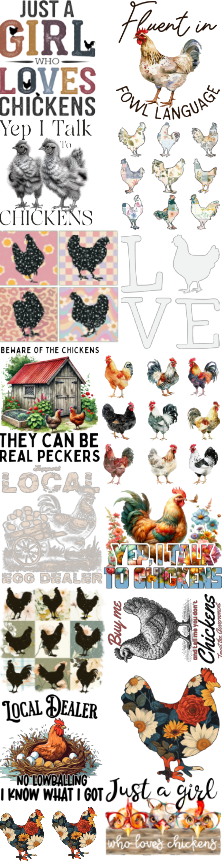 Chickens Premade DTF Gang Sheet 21 x 80