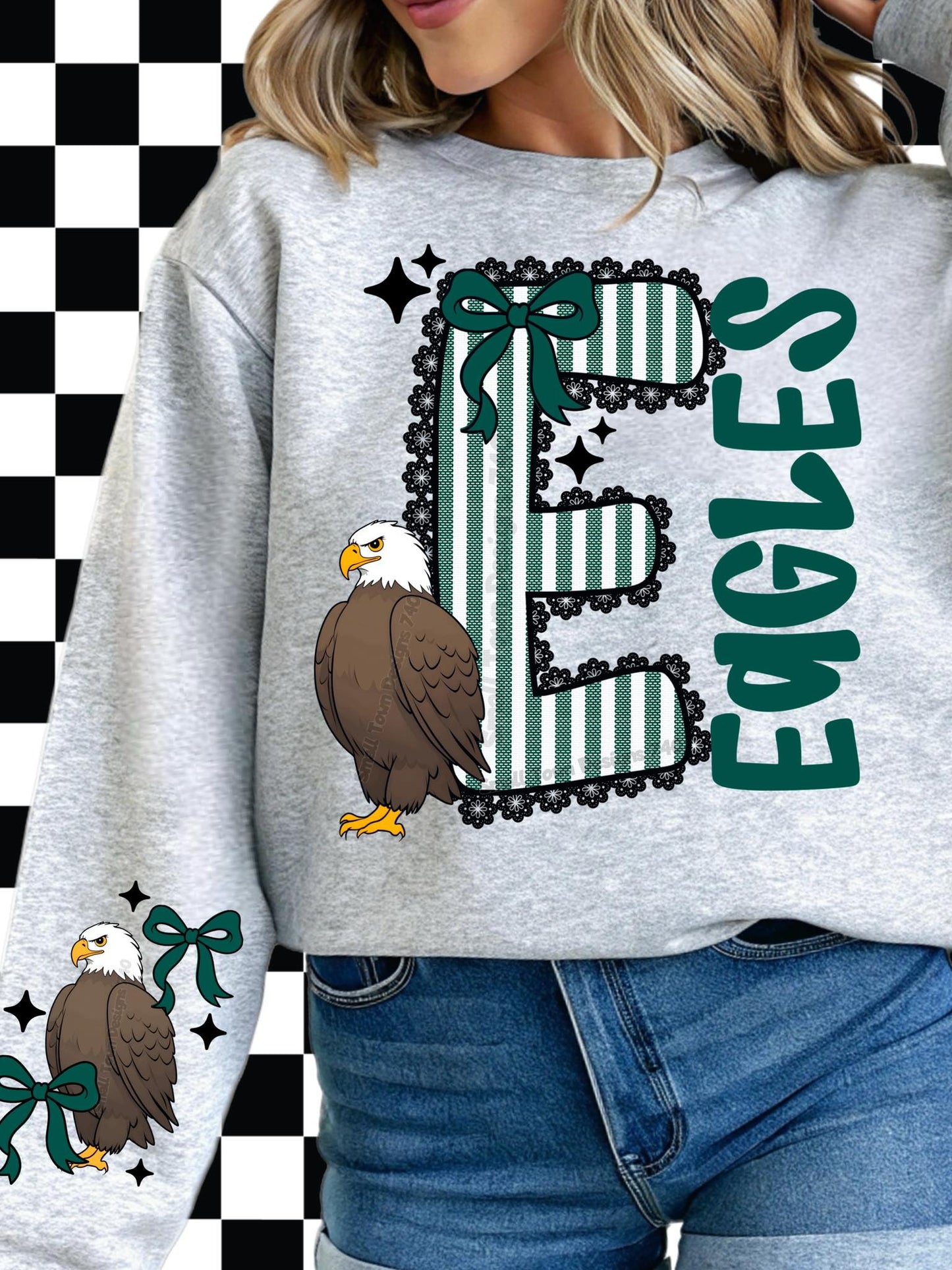 Eagle Team Spirit Green and white DTF Transfer