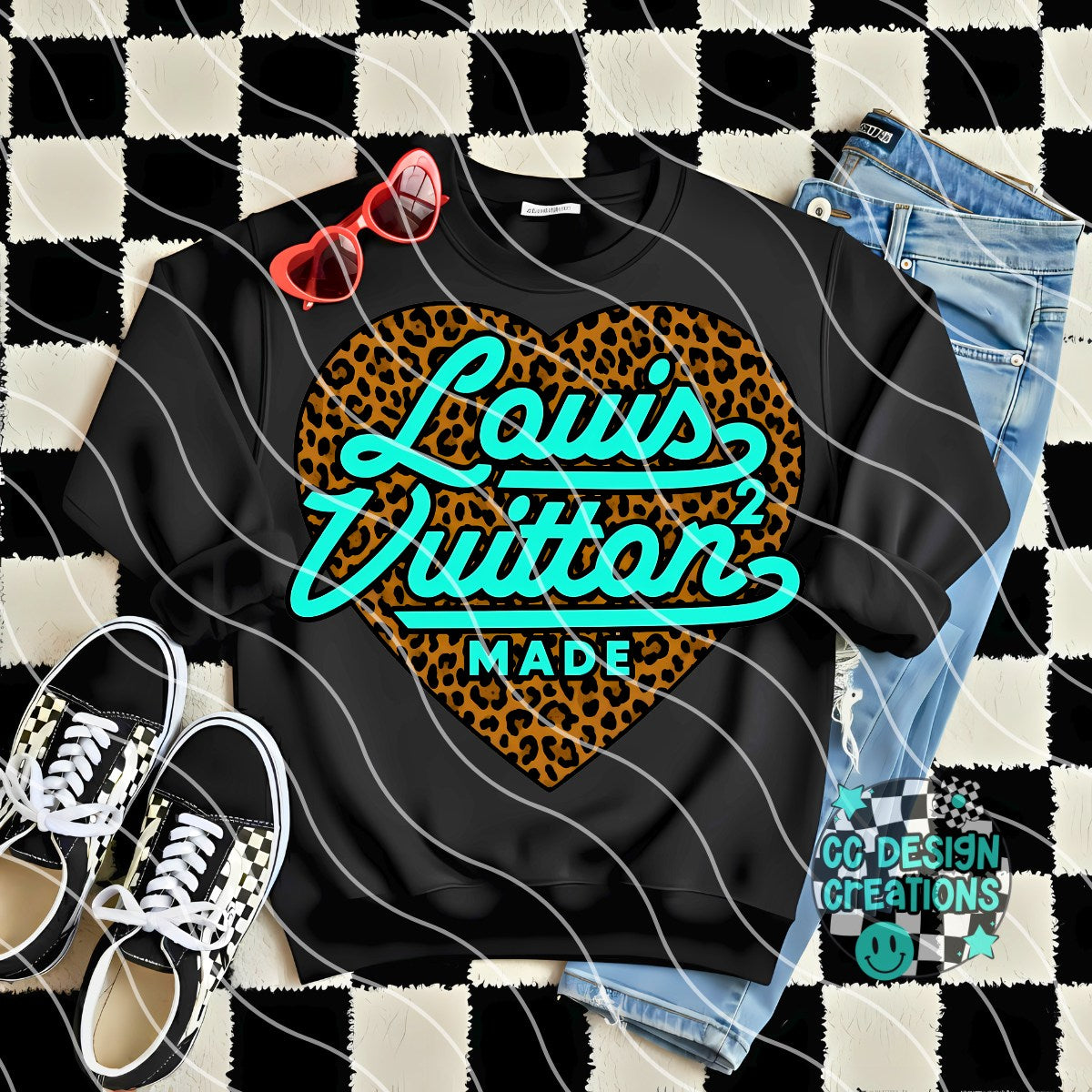 Choose color of leopard heart DTF Transfer