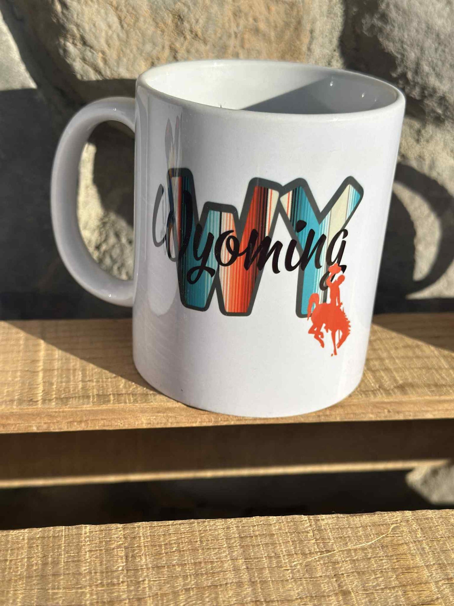Wyoming teal coffee cup