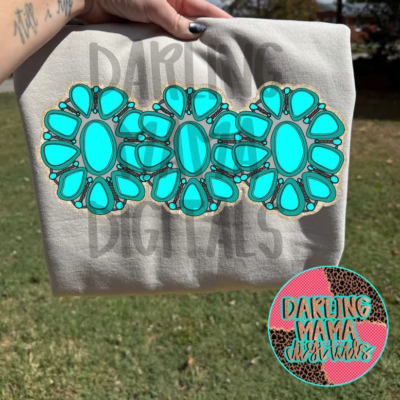 Turquoise Line up DTF Transfer