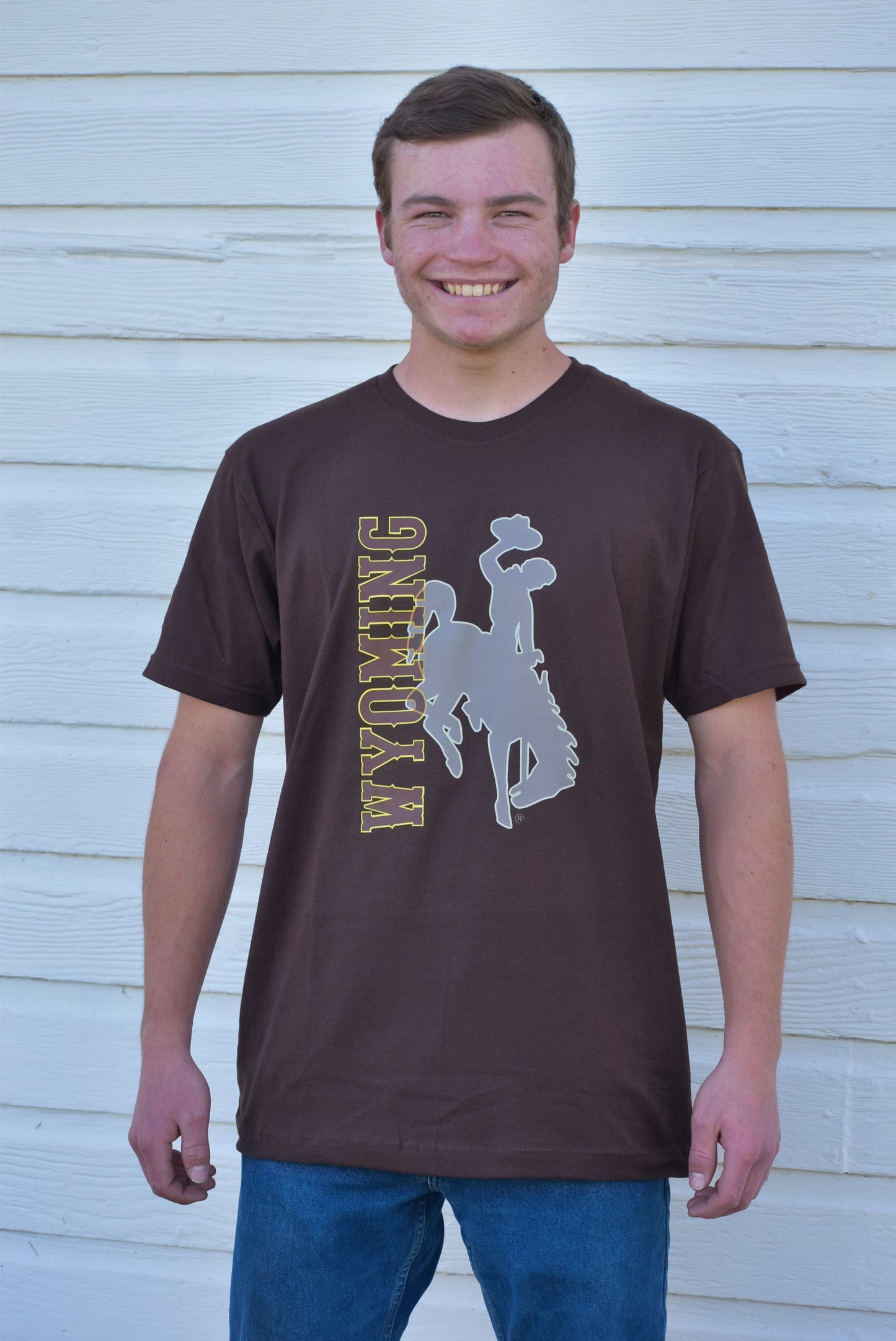 Brown Wyoming T-Shirt with Faded horse