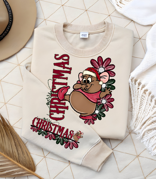 Merry Christmas Gus Mouse DTF Transfer