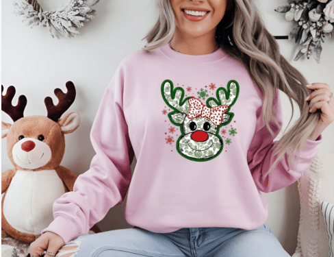 Green croquette Reindeer DTF Transfer