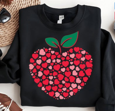 Heart Apple DTF Transfer