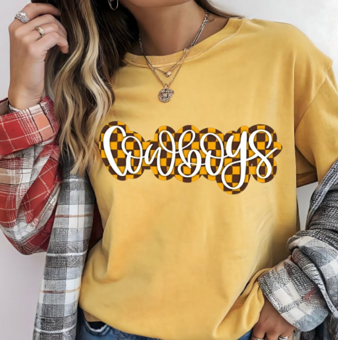 Checkered Cowboys Comfort Colors T-shirt