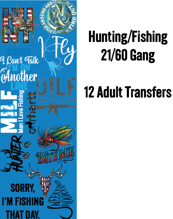 Hunting/Fishing Premade DTF Gang Sheet 21 x 60
