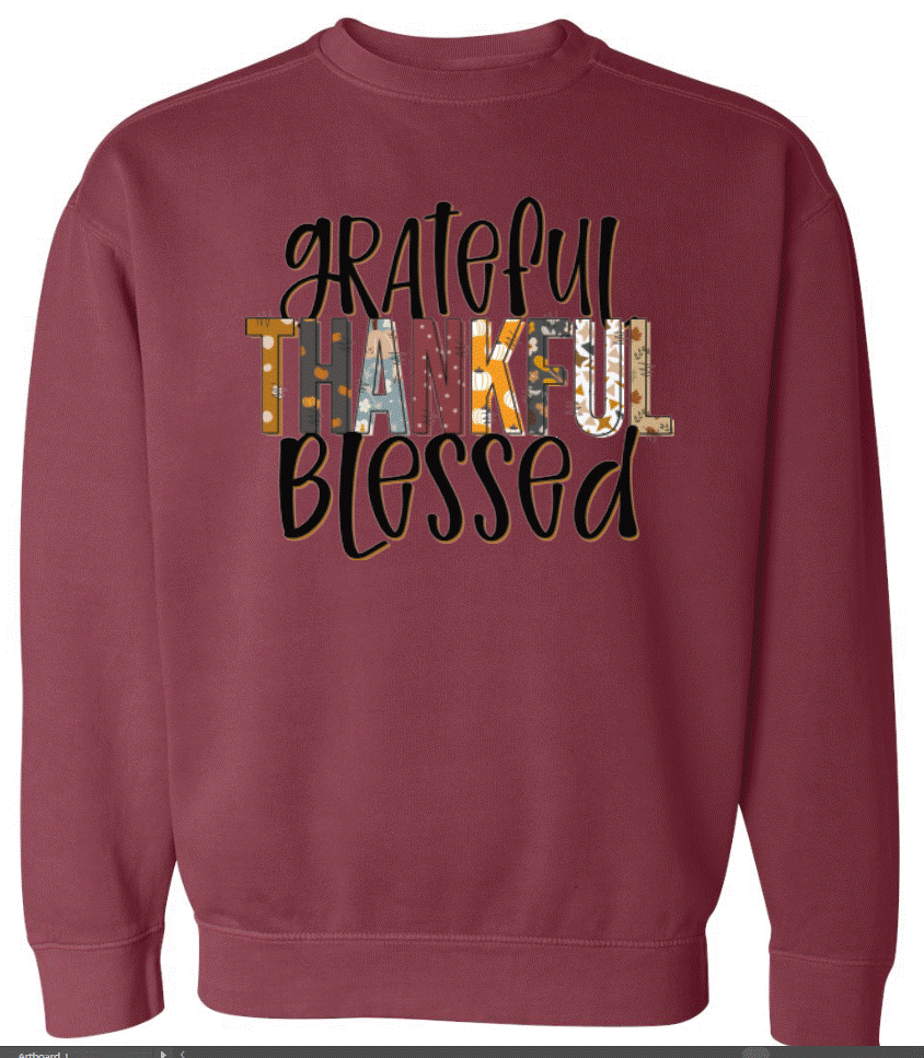 1383 Grateful Thankful Blessed DTF/Sublimation Transfer