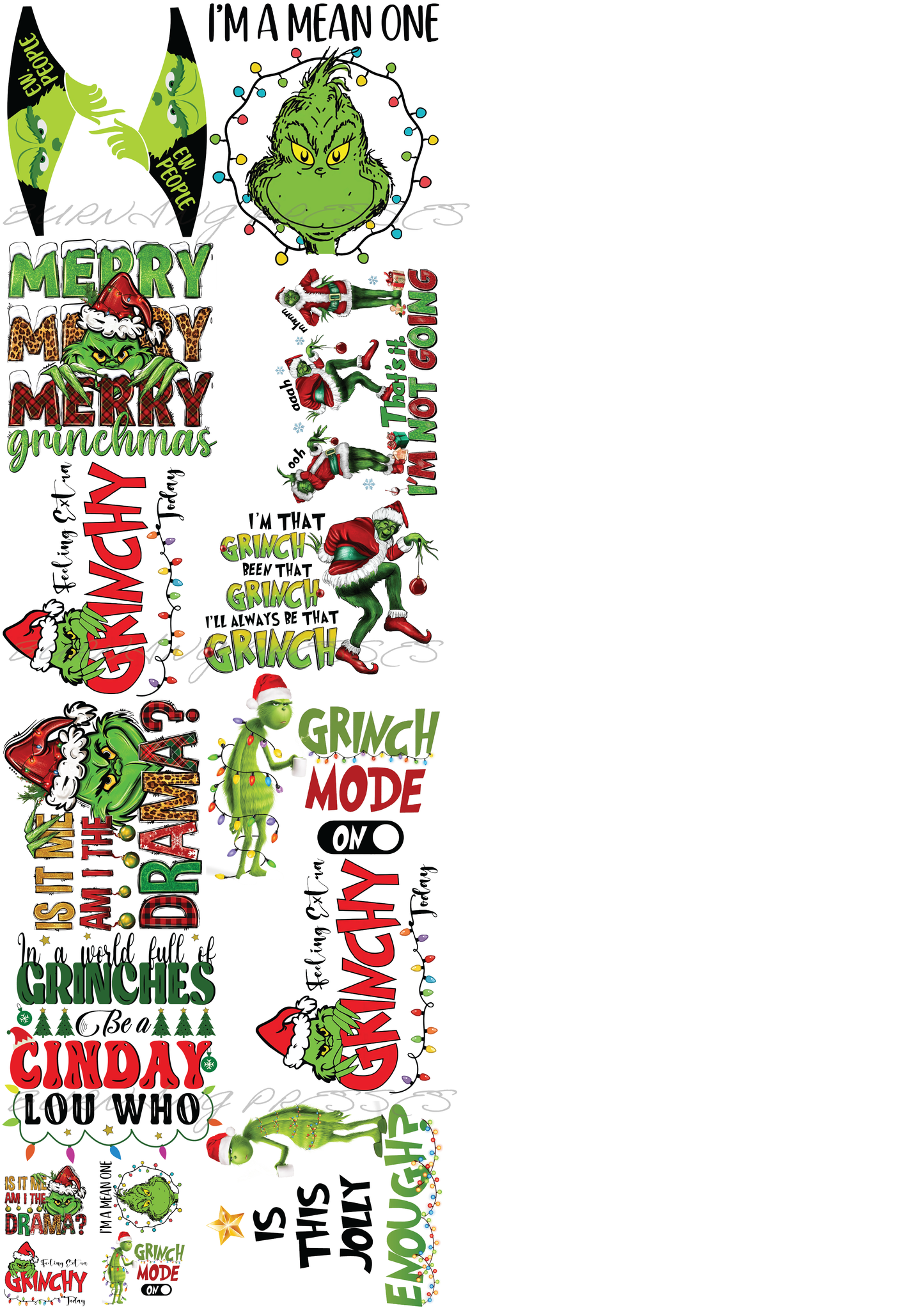 Premade Green Guy DTF Gang Sheet 21 x 63