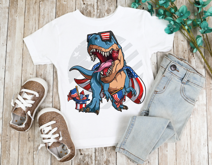 Red White and Dino DTF transfers