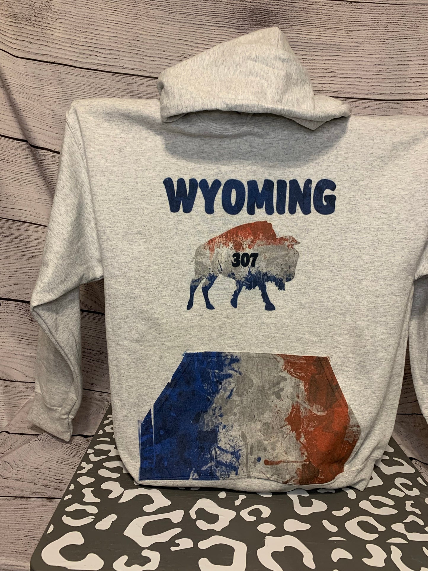 Wyoming 307 Hoodie red, white, and blue-Burning Presses