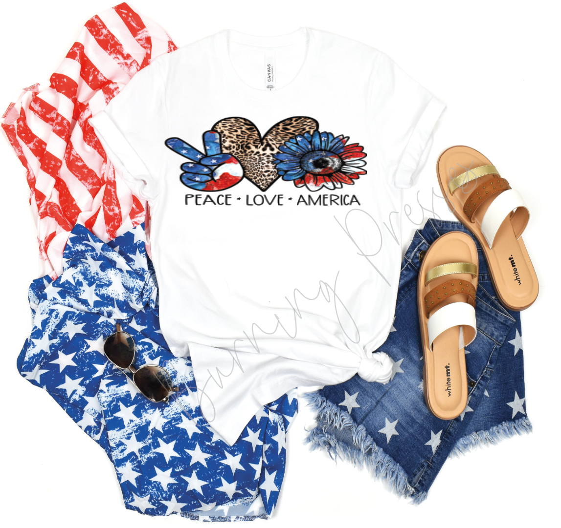 Peace Love America DTF Transfer