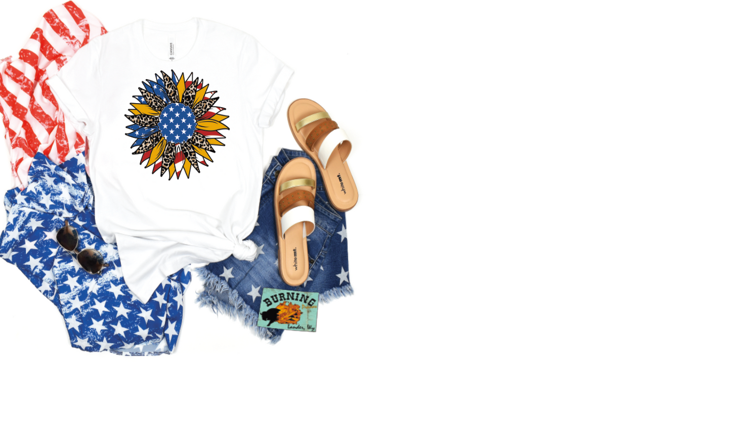 Patriotic Sunflower DTF transfer