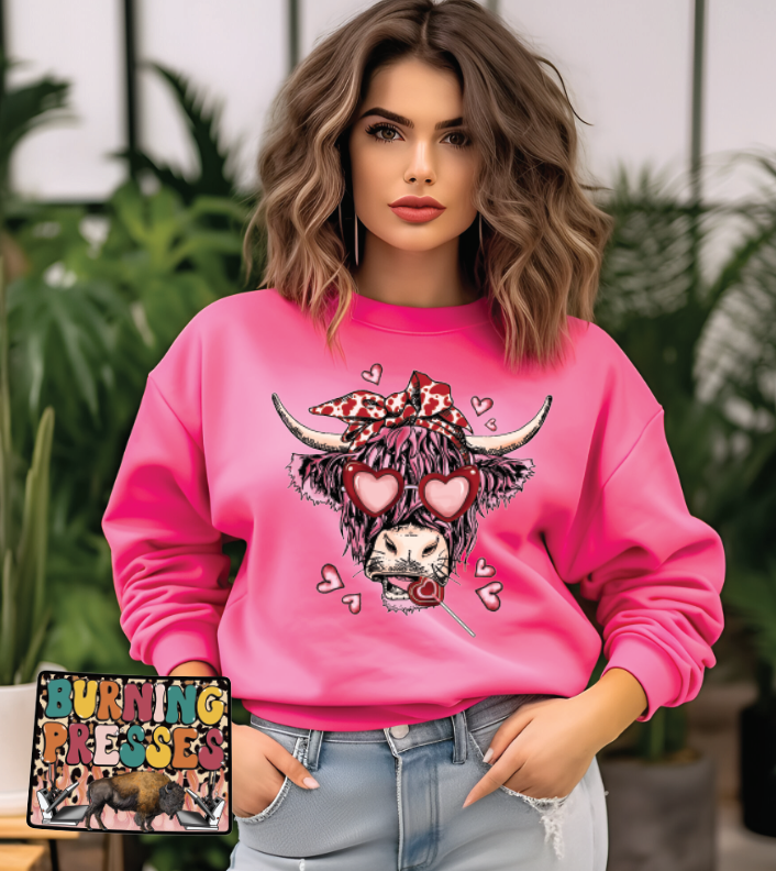 1025 Valentine Highland Cow DTF /Sublimation Transfer