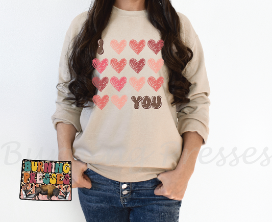 1066 I love you stacked hearts DTF/Sublimation Transfer