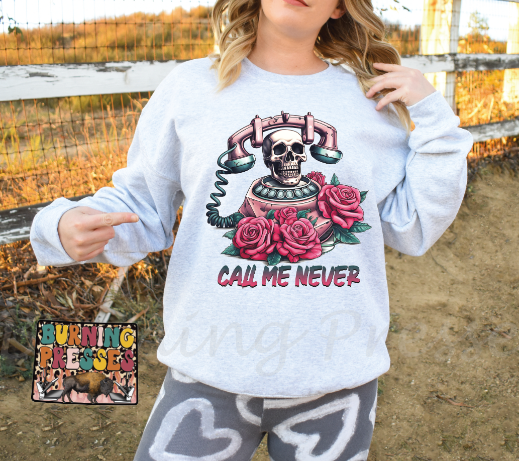 1094 Call me Never skeleton head DTF/Sublimation Transfer