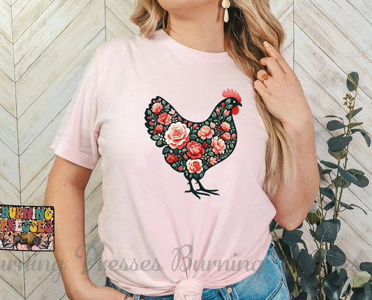 1478 Flowered Chicken DTF/Sublimation Transfer