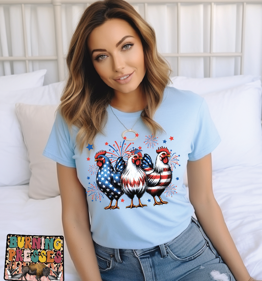 1666 Red, White, and Blue Chickens Sublimation/DTF Transfer