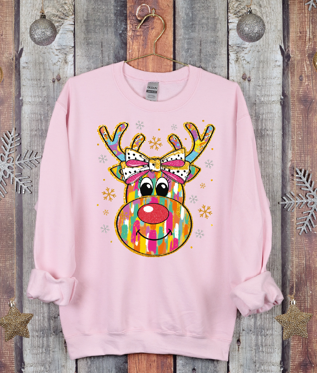 3065 Colorful Coquette Christmas Reindeer Sublimation/DTF Transfer