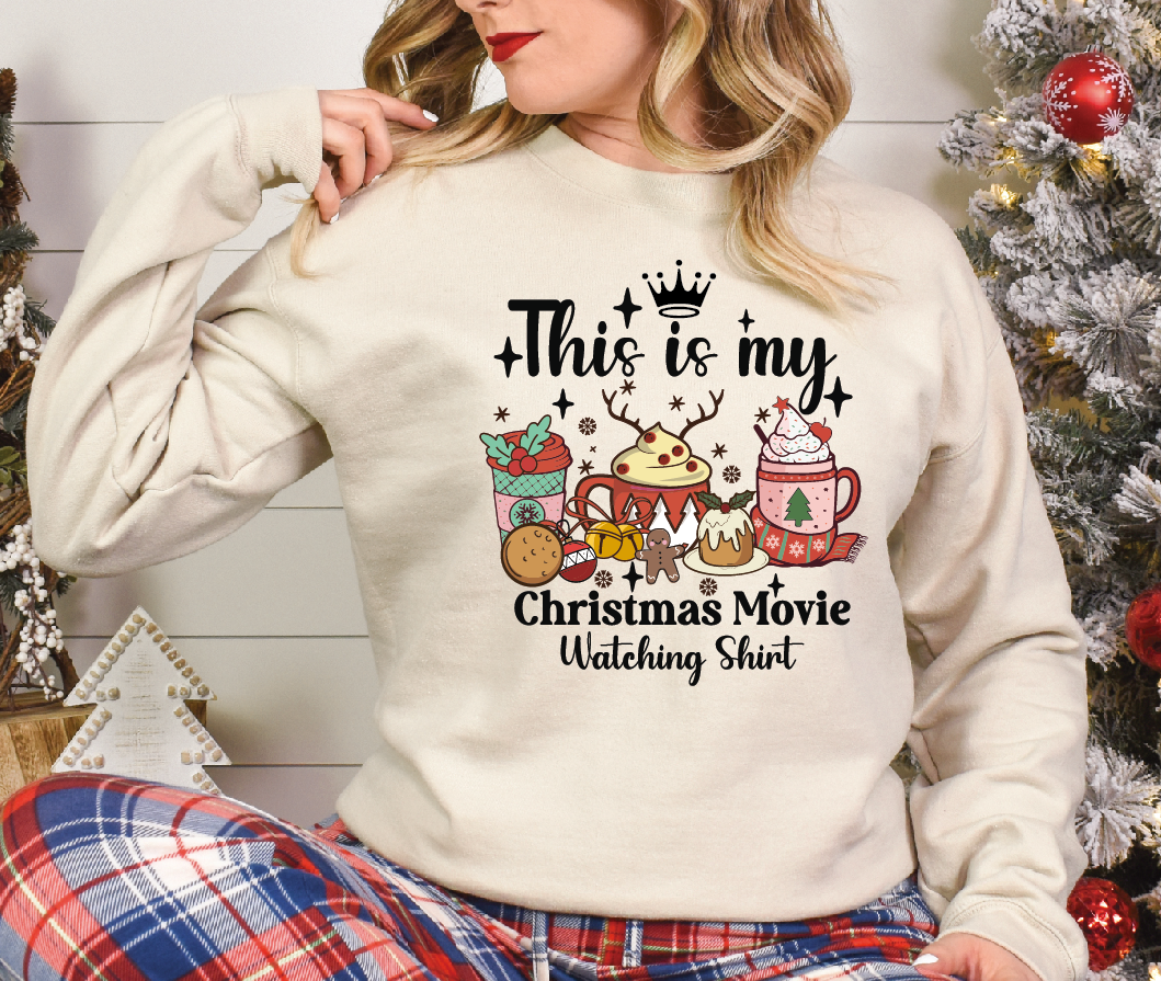 3067 Christmas Movie Watching Shirt Sublimation/DTF Transfer