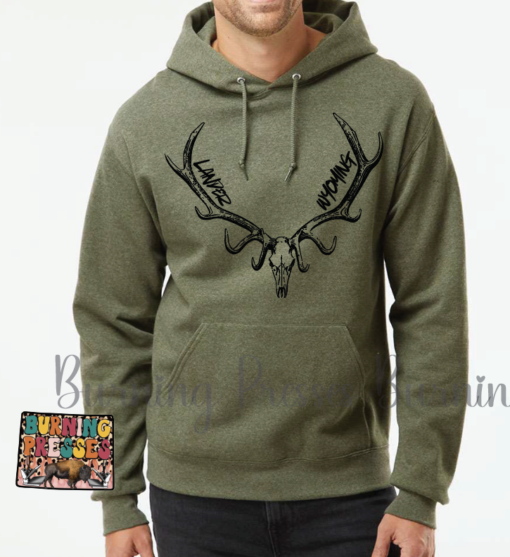 Lander Wyoming Elk Skull T-shirt or Hoodie