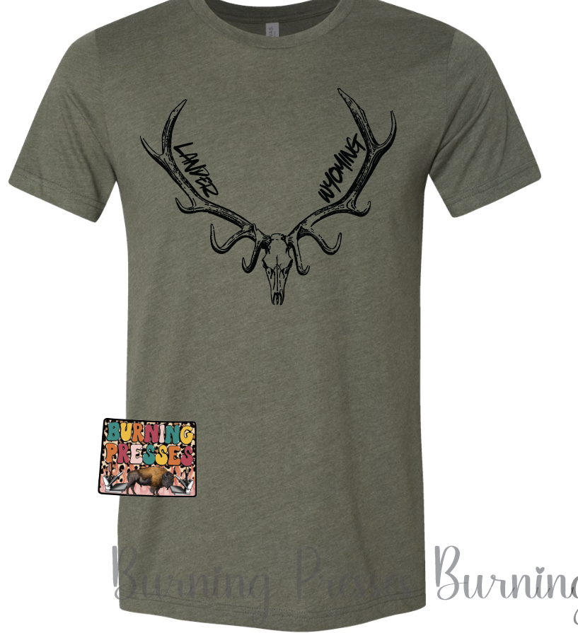 Lander Wyoming Elk Skull T-shirt or Hoodie