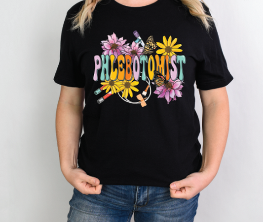 3117 Phlebotomist flowers/ butterflies Sublimation/DTF Transfer