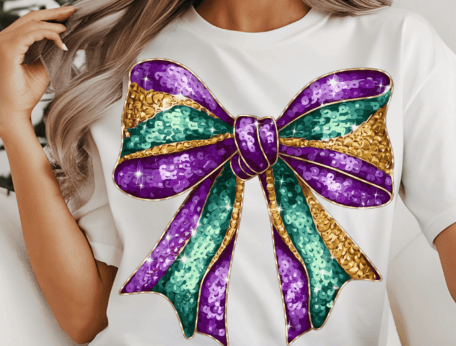 3221 Mardi Gras Bow DTF/Sublimation Transfers