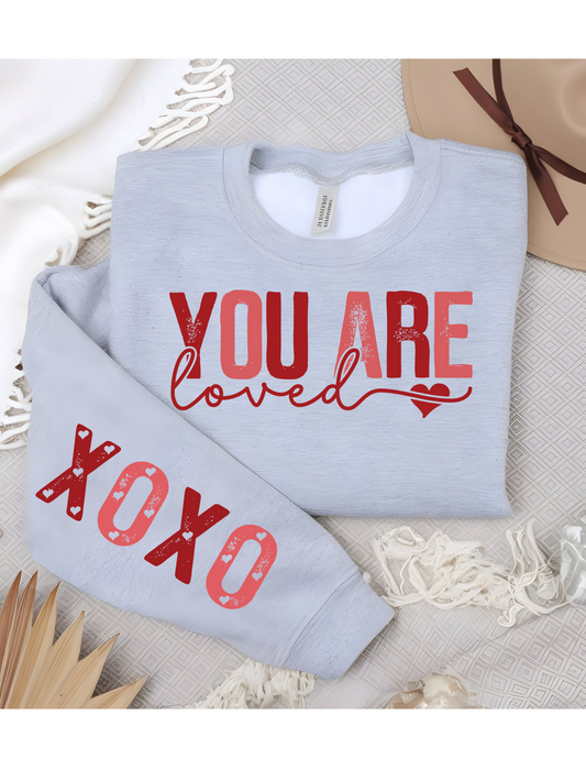 3234 You are Loved xoxo with sleeve DTF/Sublimation Transfers