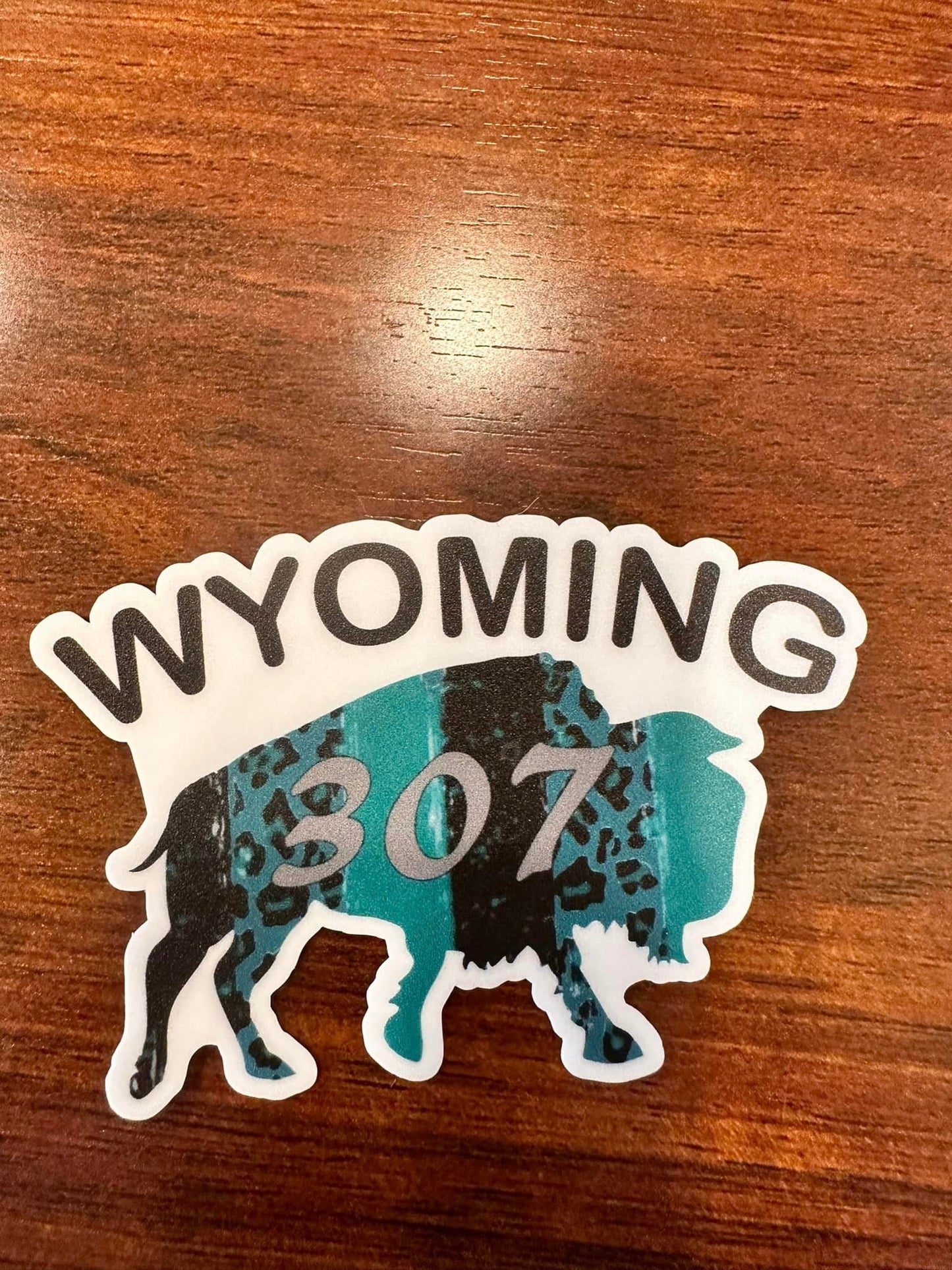 Exclusive Wyoming Teal Buffalo Design 3" Sticker