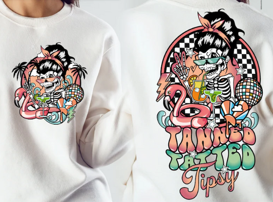 3662 Tanned, Tatted and Tipsy w/ pocket DTF/Sublimation Transfers