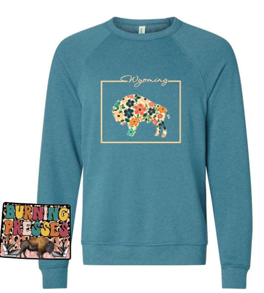 Flower Buffalo Wyoming Crewneck