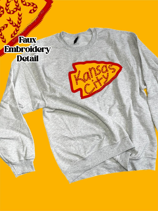 Kansas City Faux Embroidery Football DTF Transfer