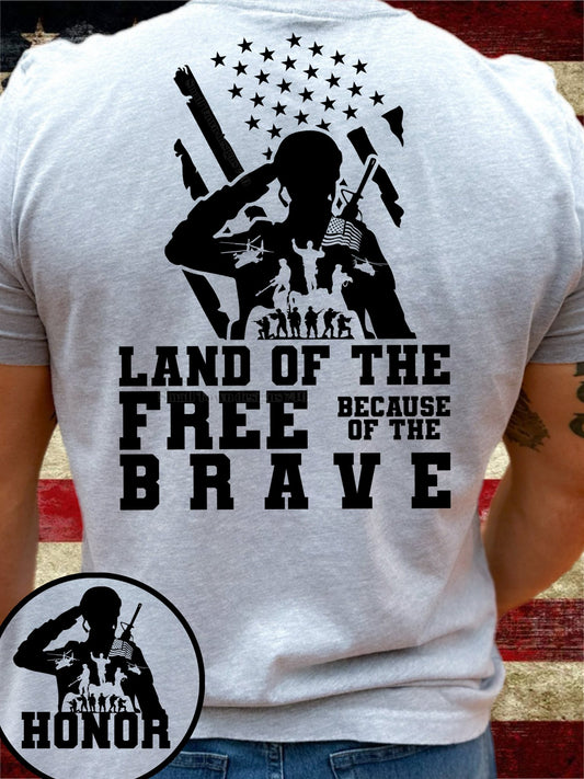 Land of the Free because of the brave Pocket included DTF/Sublimation Transfers