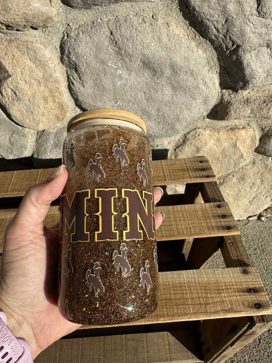 20 OZ Glass snow globe Wyoming Tumbler