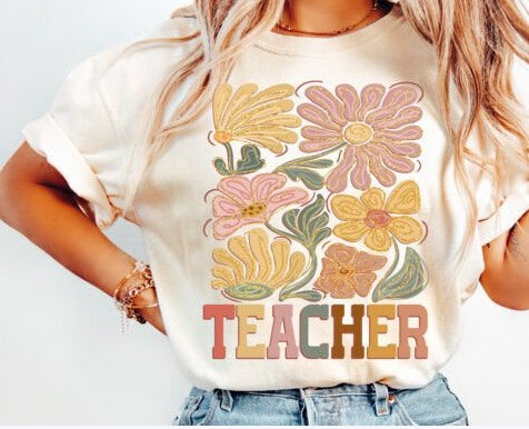 Teacher FAUX Hand Embroidery DTF Transfer