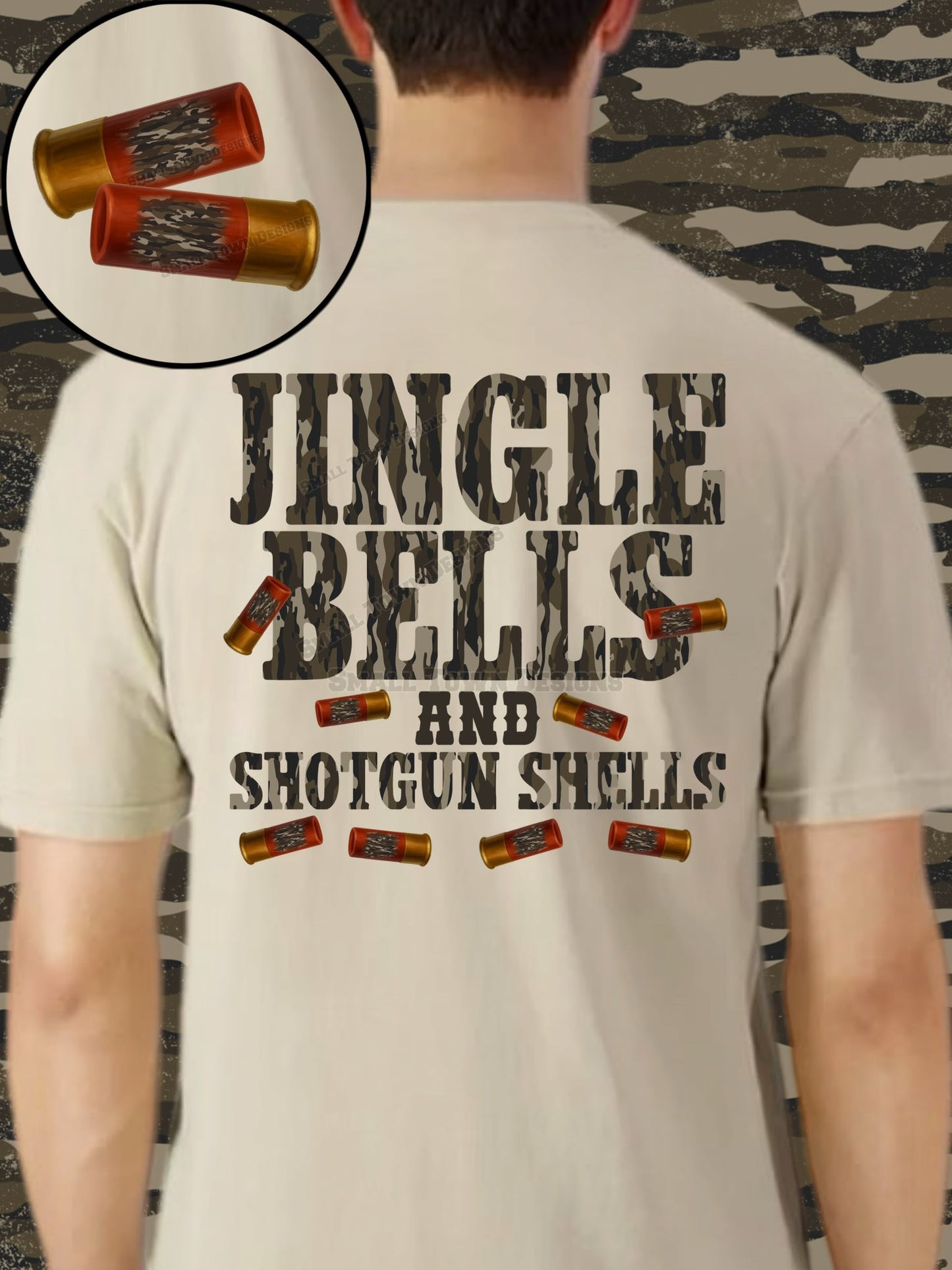 Jingle Bells and Shotgun shells with front and back DTF Transfer