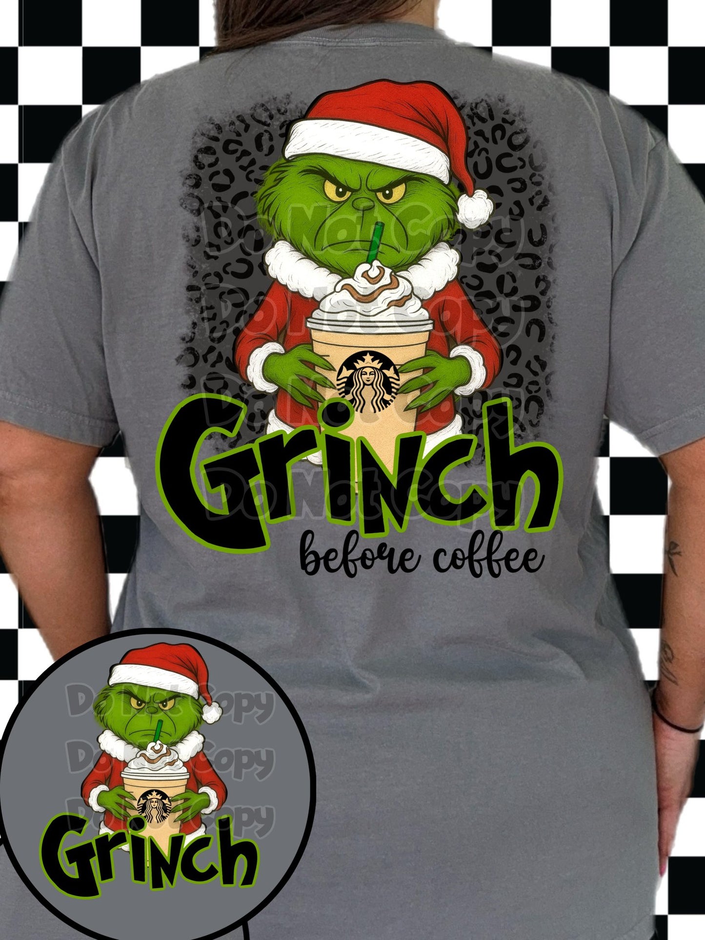 Green guy feeling before coffee, pick your coffee DTF Transfer