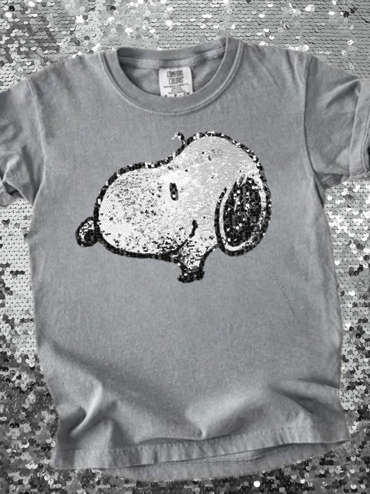 Black and white dog DTF Transfer