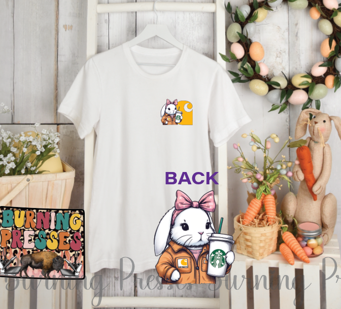 Car6 White Bunny with Coffee TF/Sublimation Transfer