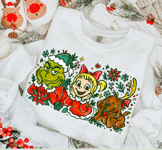 Holiday Grenn Guy, Cindy, and Max Cheer DTF Transfer