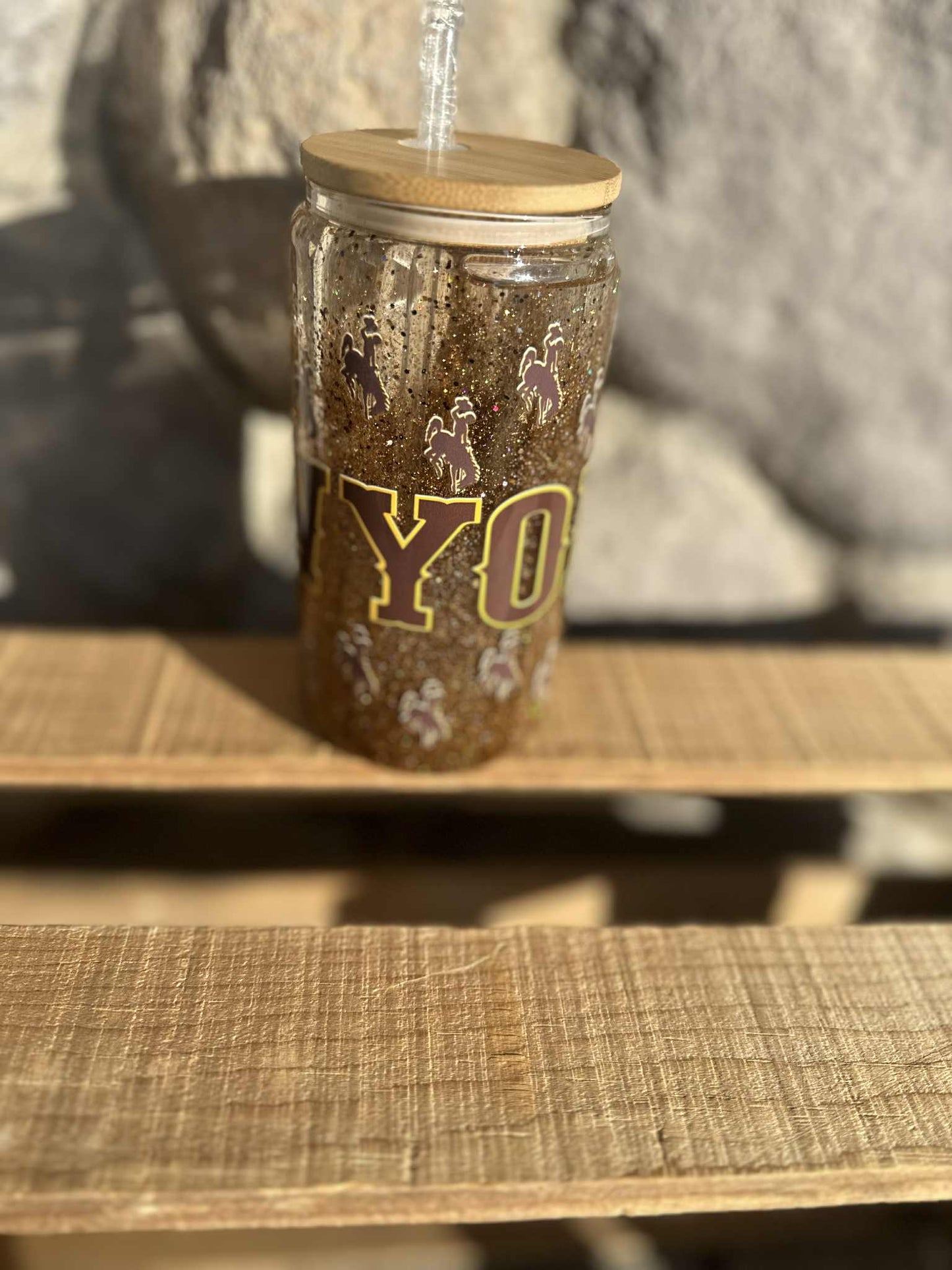 20 OZ Glass snow globe Wyoming Tumbler