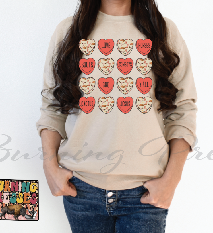 939  Western Hearts Love horses boots jesus DTF/Sublimation Transfer