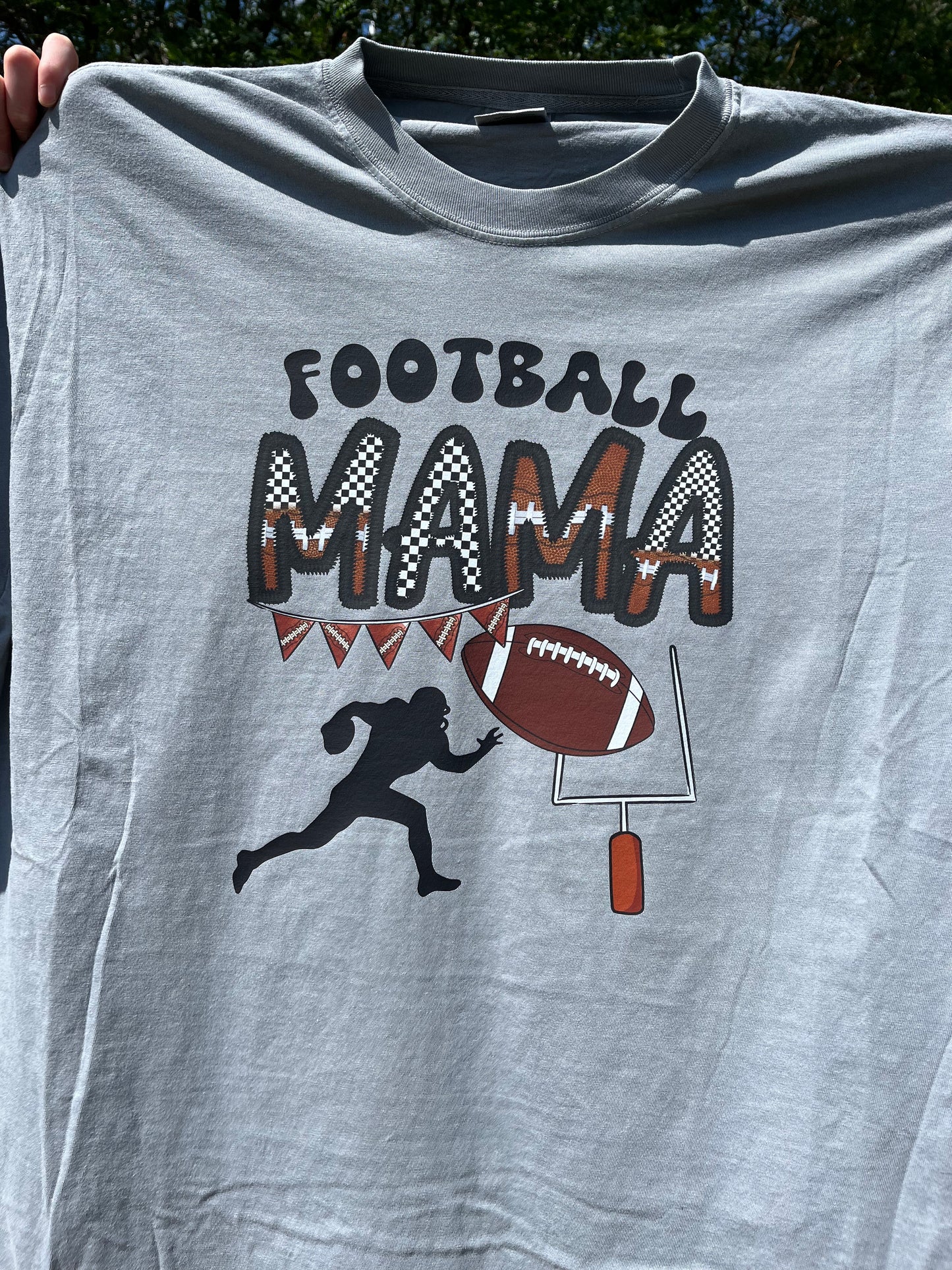 Football Mama on grey Comfort Colors T-shirt