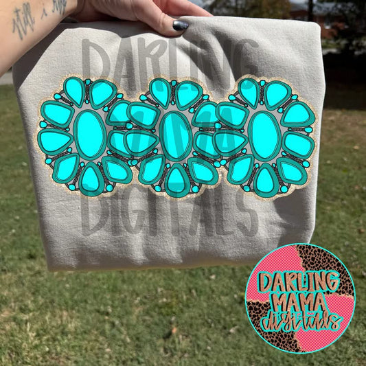 Turquoise Line up DTF Transfer